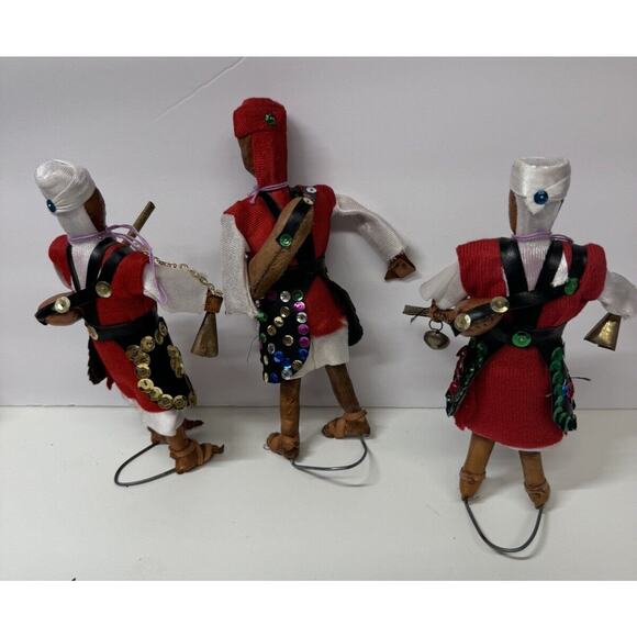 3 Vintage Moroccan Folk Art Doll, Handmade Leather Moroccan Doll- Beautiful-‎ - Picture 11 of 16